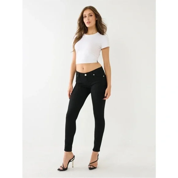 True Religion Halle Mid Rise Super Skinny Black Jeans - Picture 1 of 12